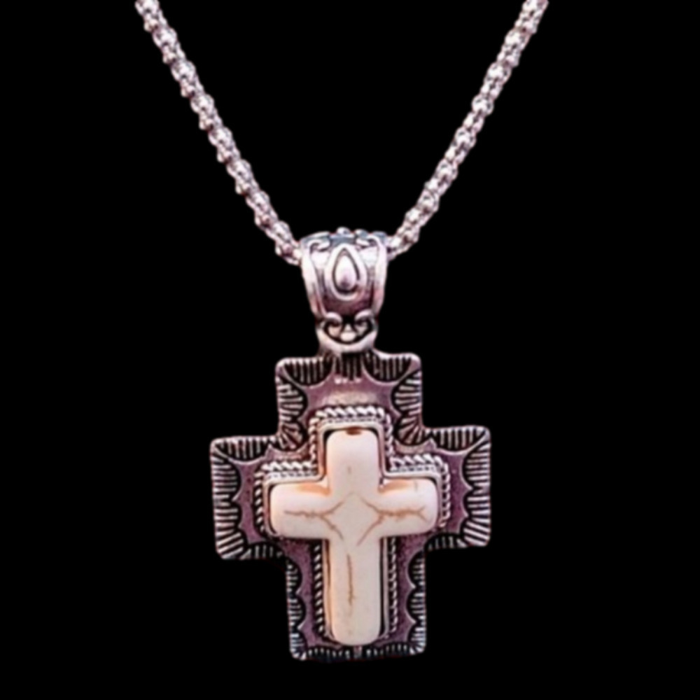 White Turquoise Cross โ๏ธ Necklace NWTags Great Easter Gift ๐ ๐ Silverstone